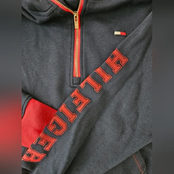 Tommy Hilfiger Sport Navy Hoodie with Red Accents - Picture 3 of 3